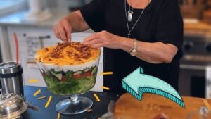 Paula Deen's 7 Layer Salad, homemade and freshly served