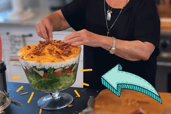 Paula Deen's 7 Layer Salad, homemade and freshly served