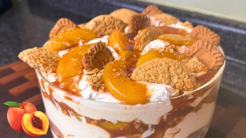 Peach Cobbler Pudding, homemade and freshly served