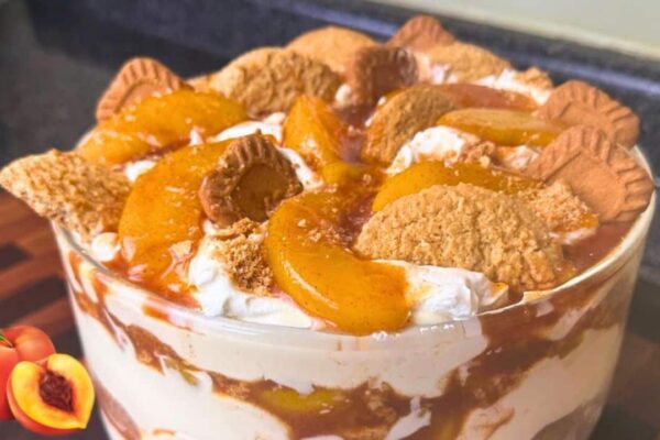 Peach Cobbler Pudding, homemade and freshly served