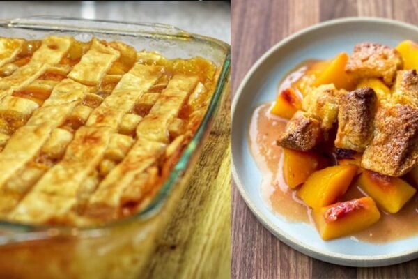 a Peach Cobbler, homemade and freshly served