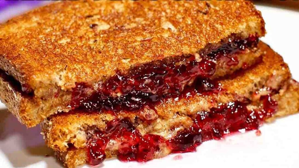 Grilled Peanut Butter and Jelly Sandwich, homemade and freshly served