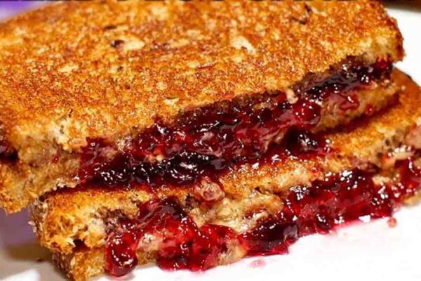 Grilled Peanut Butter and Jelly Sandwich, homemade and freshly served