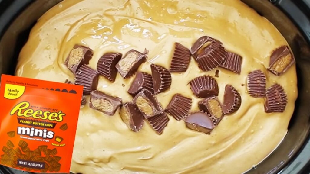 Slow Cooker Peanut Butter Chocolate Cake, homemade and freshly served