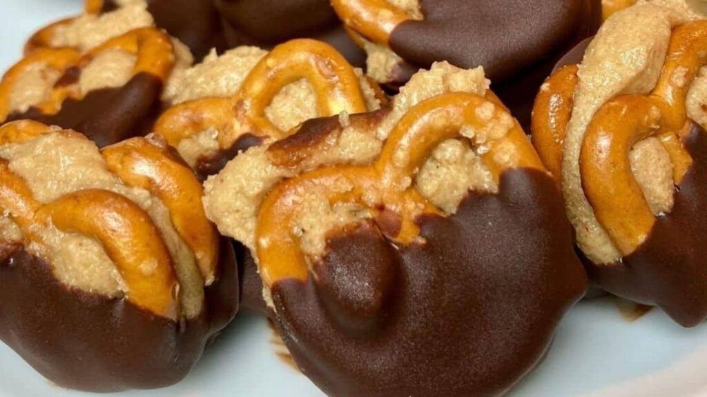 Peanut Butter Pretzel Buckeyes, homemade and freshly served