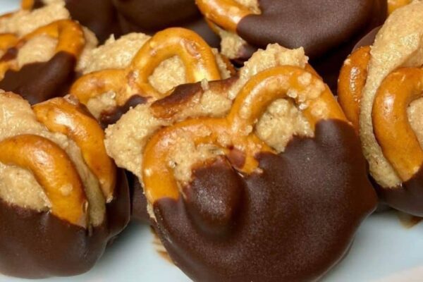 Peanut Butter Pretzel Buckeyes, homemade and freshly served