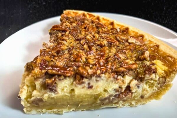 Pecan Cheesecake Pie (8-Ingredient ), homemade and freshly served