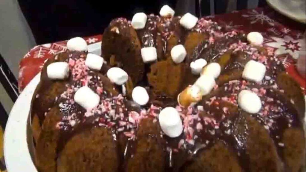 Peppermint Hot Chocolate Cake, homemade and freshly served