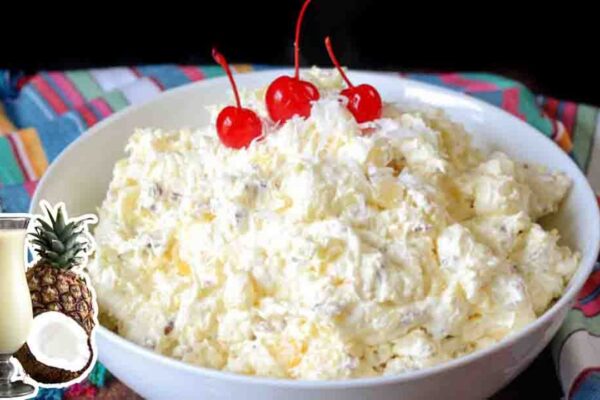 Pina Colada Fluff, homemade and freshly served