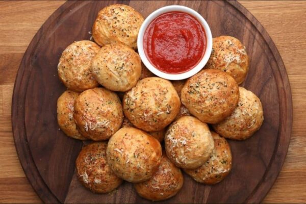 Pizza Bombs, homemade and freshly served