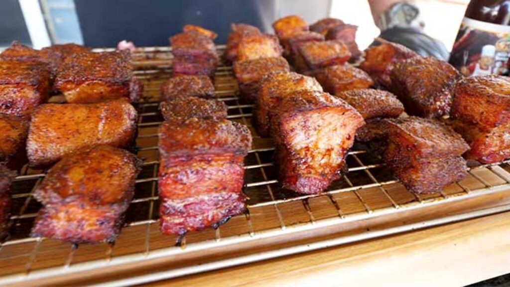 Pork Belly Burnt Ends, homemade and freshly served