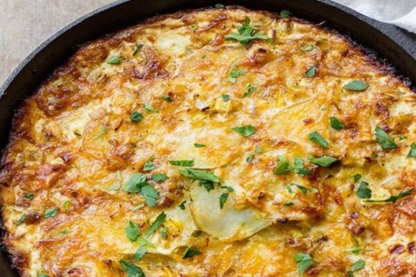 a Potato Cake with 3 Potatoes and an Egg, homemade and freshly served