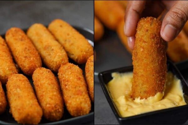 Potato Cheese Fry With Cheese Sauce, homemade and freshly served