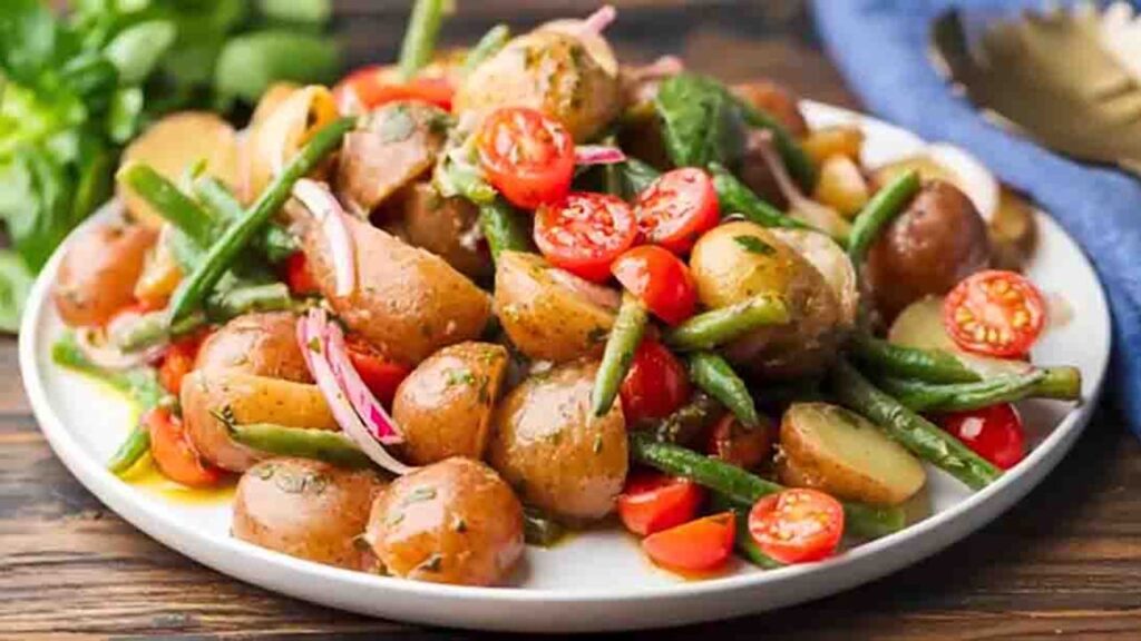 Potato Green Bean Salad, homemade and freshly served