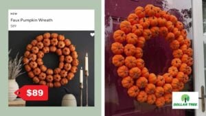 Finished Pottery Barn Pumpkin Wreath Dollar Tree Dupe, a completed DIY project