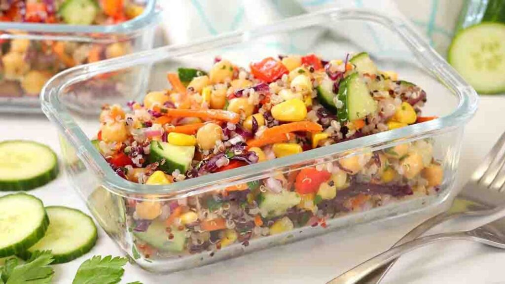 Protein-Packed Rainbow Salad, homemade and freshly served