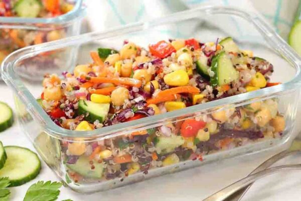 Protein-Packed Rainbow Salad, homemade and freshly served