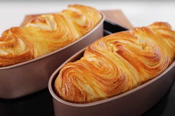 Easy Puff Pastry Butter Bread Loaf, homemade and freshly served