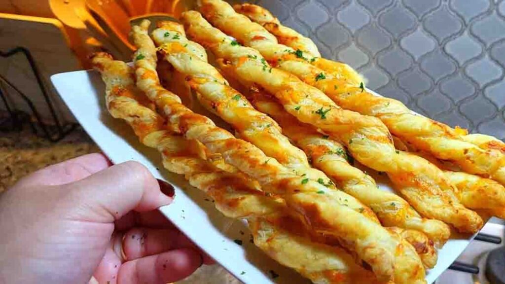 Puff Pastry Cheese Straws, homemade and freshly served