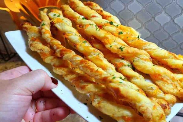 Puff Pastry Cheese Straws, homemade and freshly served