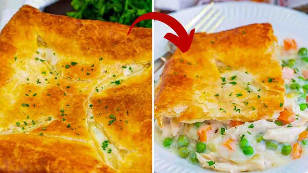 Puff Pastry Chicken Pot Pie, homemade and freshly served