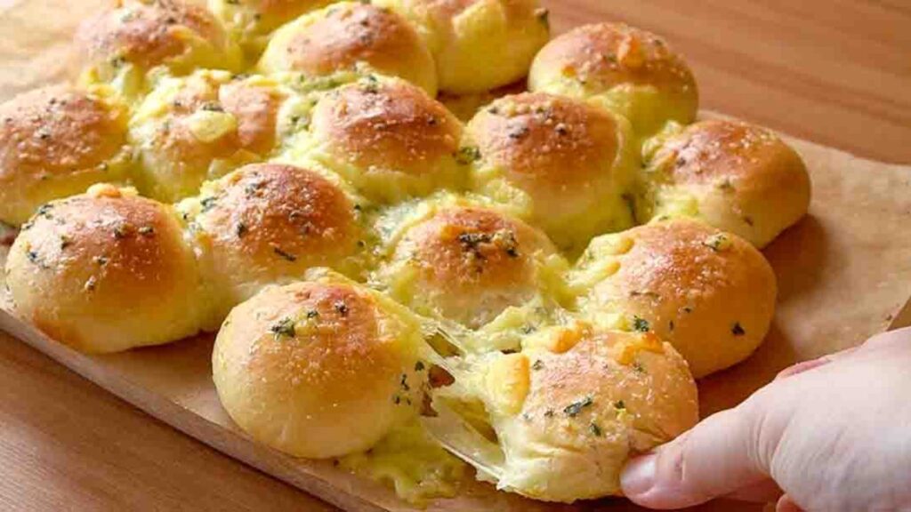 Pull-Apart Cheese Garlic Bread, homemade and freshly served