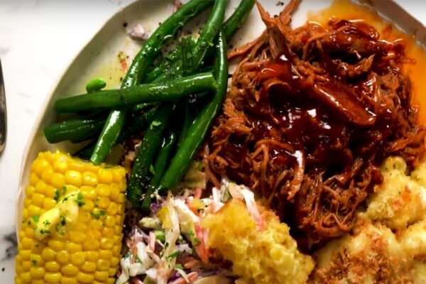 Pulled Pork with BBQ Sauce, homemade and freshly served