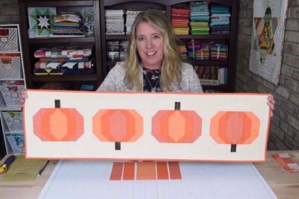 Finished Pumpkin Patch Quilt Block, a completed DIY project