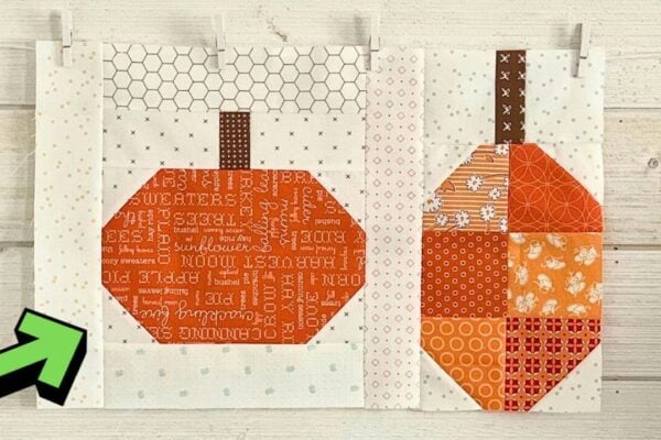 Finished Pumpkin Patched Quilt Block, a completed DIY project