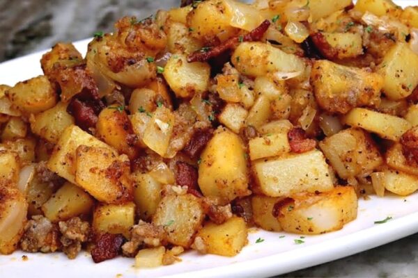 Quick and Easy Breakfast Skillet Potatoes, homemade and freshly served