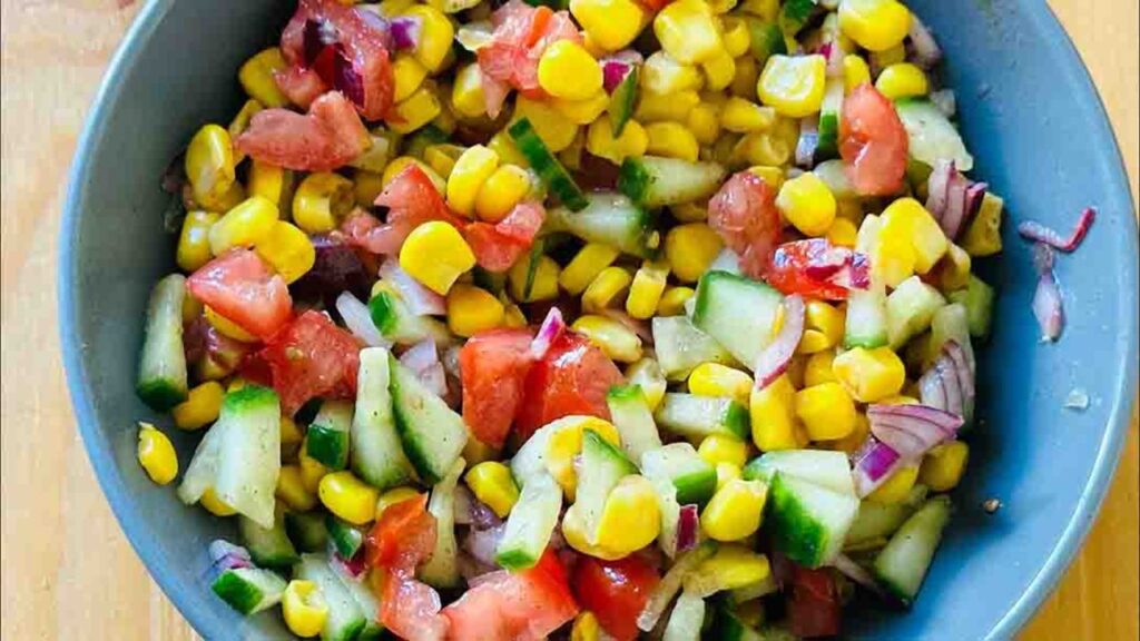Quick and Easy Corn Salad, homemade and freshly served