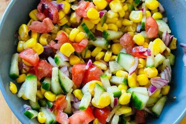 Quick and Easy Corn Salad, homemade and freshly served