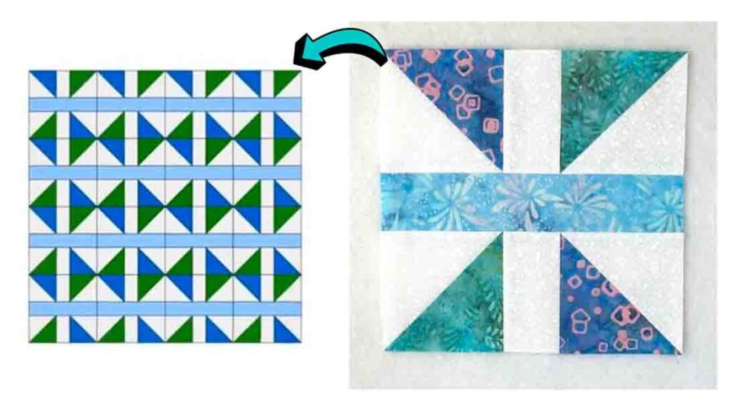 Finished Quick and Easy Diamond Panes Quilt Block, a completed DIY project