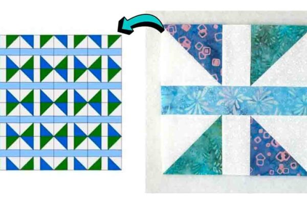 Finished Quick and Easy Diamond Panes Quilt Block, a completed DIY project