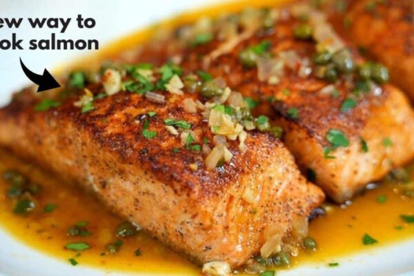 Quick and Easy Salmon Piccata, homemade and freshly served