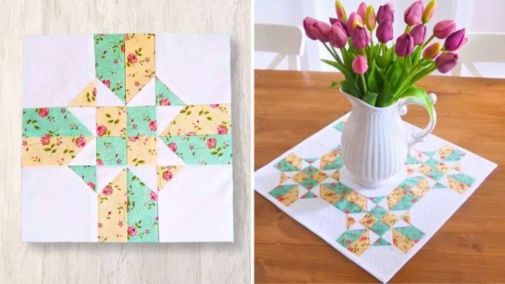 Quick Patchwork Centerpiece Mat With Just Squares, homemade and freshly served