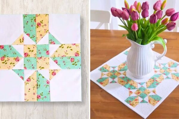 Quick Patchwork Centerpiece Mat With Just Squares, homemade and freshly served