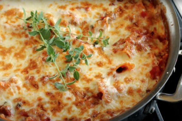 Easy 30 Minute Stove Top Lasagna, homemade and freshly served
