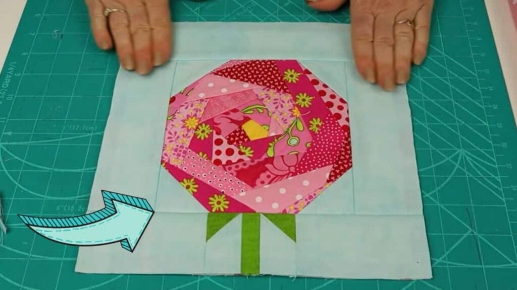 Finished Quilt-As-You-Go Crazy Patchwork Flower Block, a completed DIY project