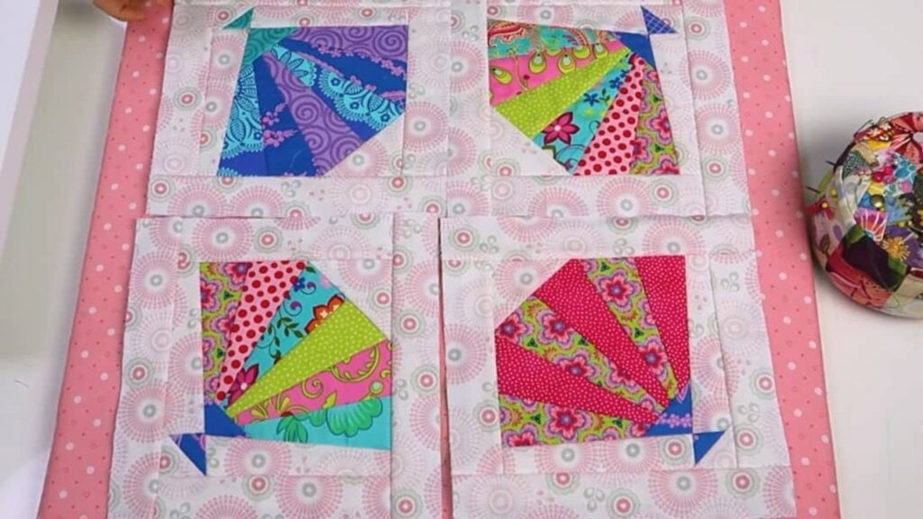 Finished Quilt-As-You-Go Quirky Fan Block, a completed DIY project