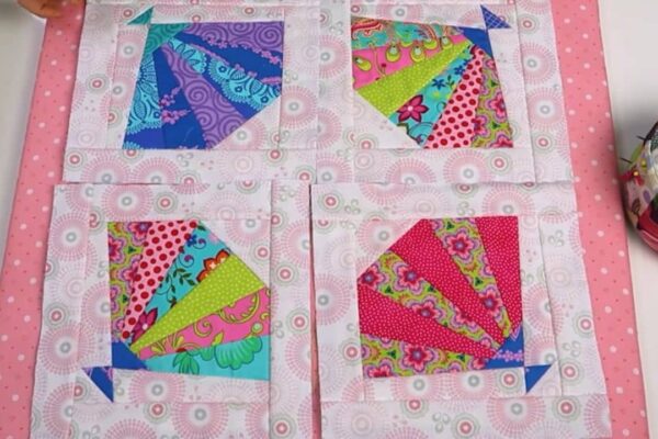 Finished Quilt-As-You-Go Quirky Fan Block, a completed DIY project