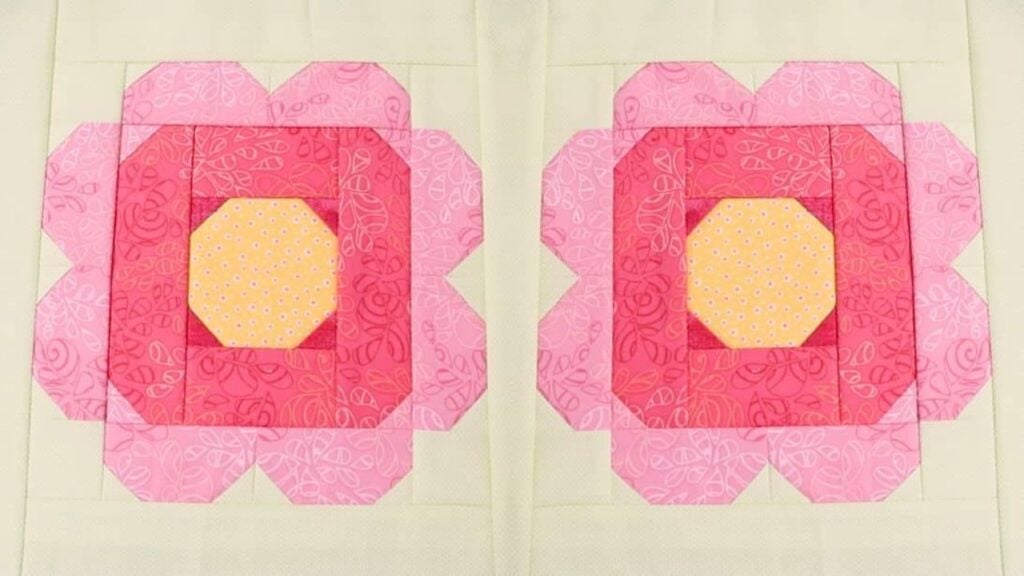 Finished Quilt-As-You-Go Retro Flower Block, a completed DIY project