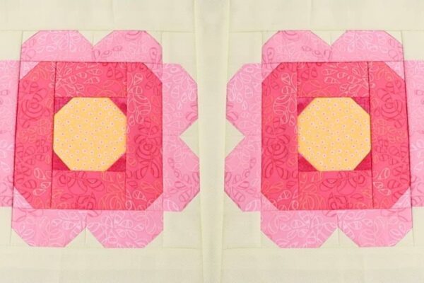 Finished Quilt-As-You-Go Retro Flower Block, a completed DIY project