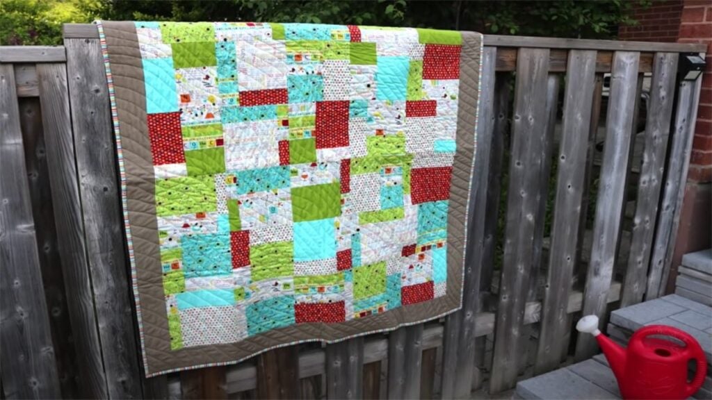 Finished Fast and Easy Beginner Quilt In A Day with Fat Quarters, a completed DIY project