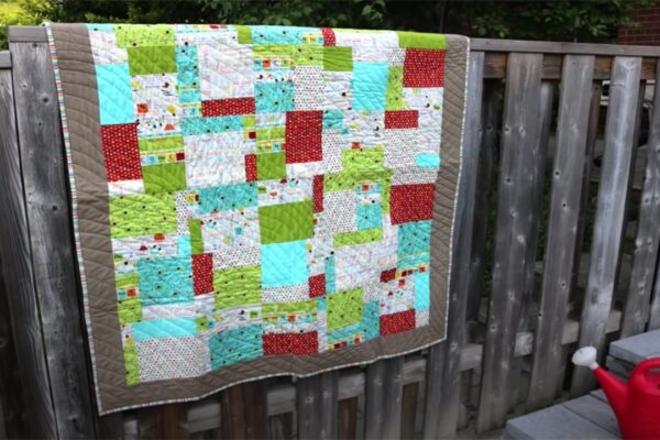 Finished Fast and Easy Beginner Quilt In A Day with Fat Quarters, a completed DIY project