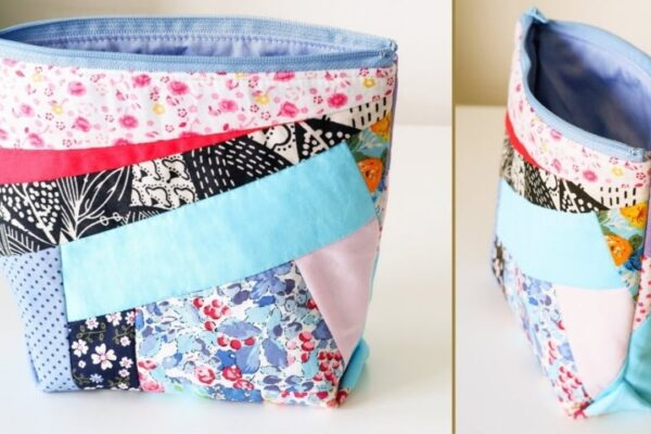 Finished Quilted Fabric Scrap Zipper Pouch, a completed DIY project