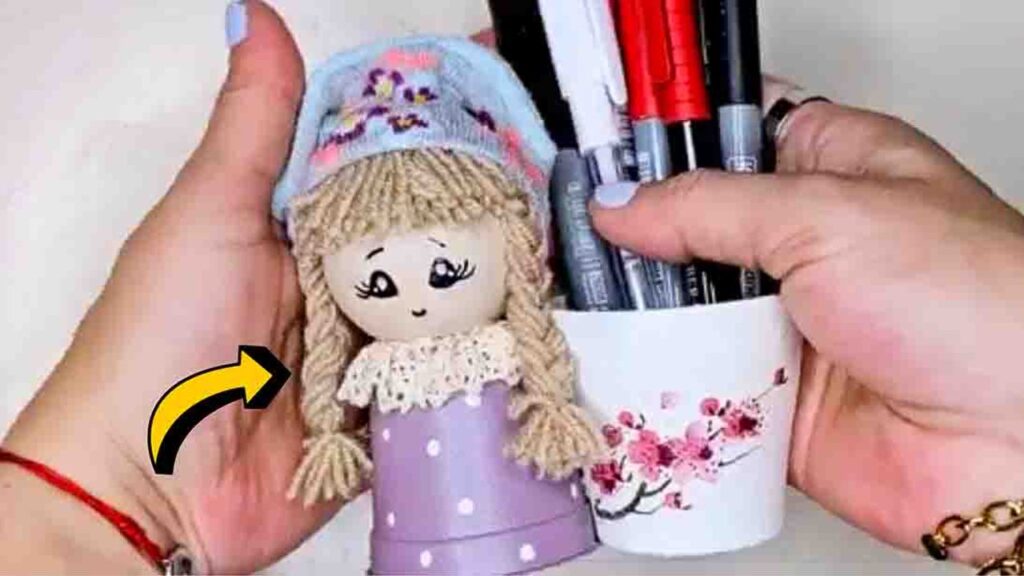 Finished DIY Rag Doll Using Mini Flower Pots, a completed DIY project