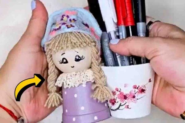 Finished DIY Rag Doll Using Mini Flower Pots, a completed DIY project