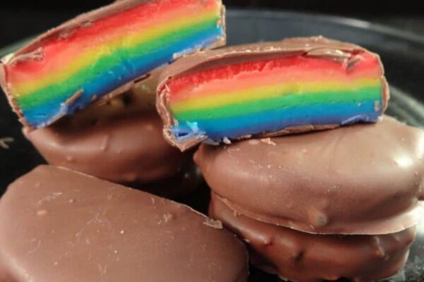 Rainbow Peppermint Patties, homemade and freshly served