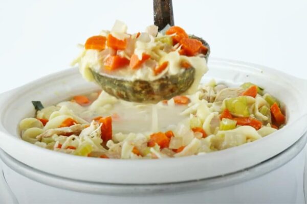 Crockpot Chicken Noodle Soup, homemade and freshly served